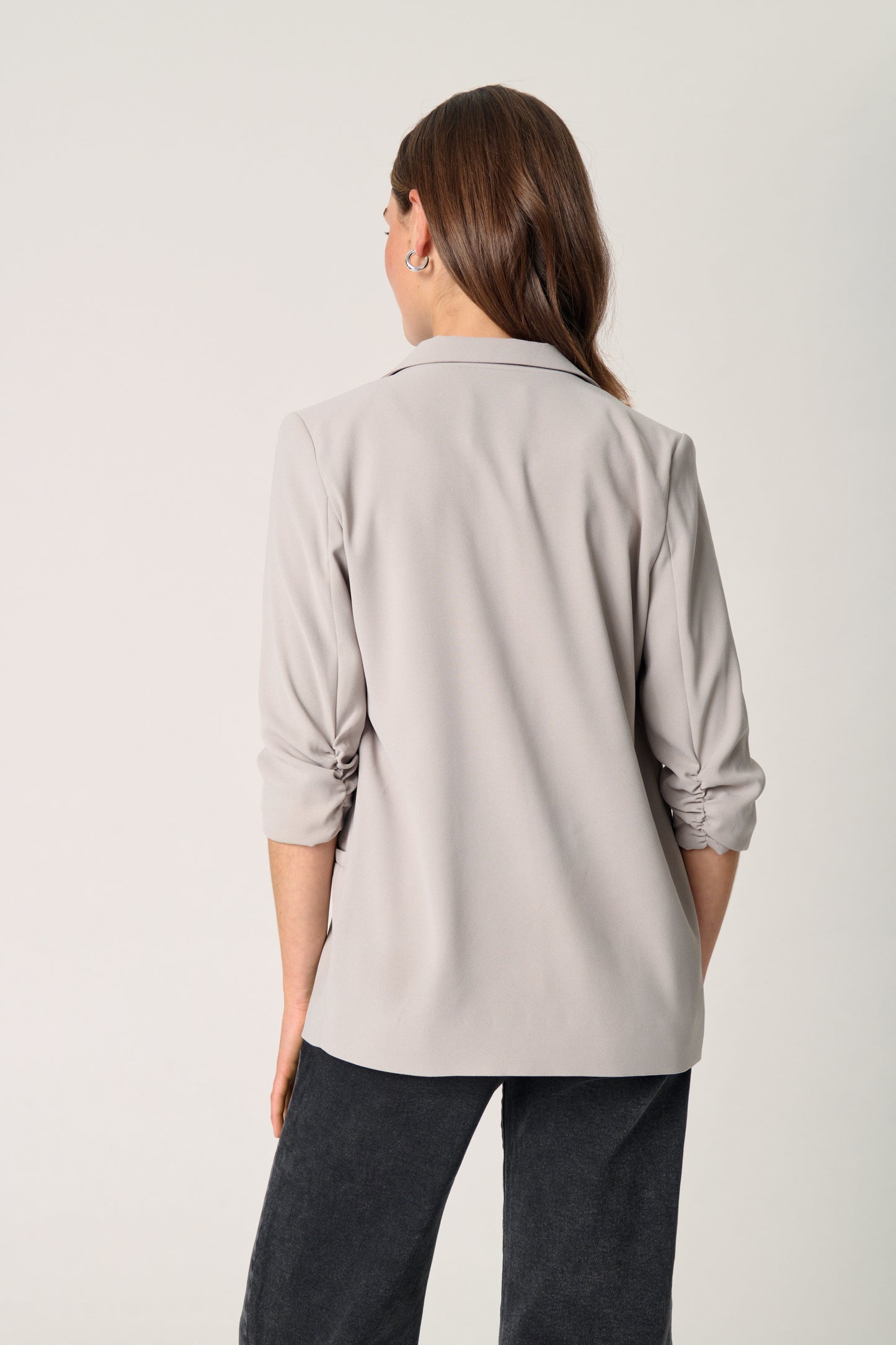 Soaked in Luxury Shirley Blazer - Stone with Rouched sleeve