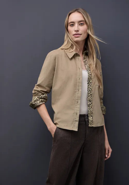 Street One Corduory Blouse Beige with Leopard