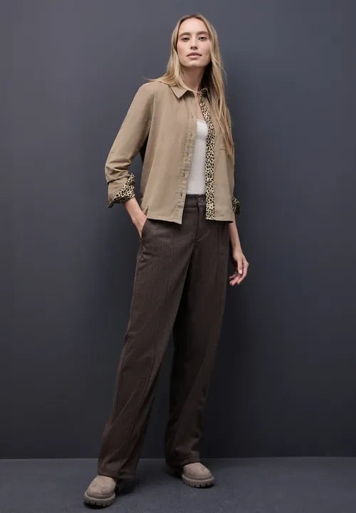 Street One Corduory Blouse Beige with Leopard