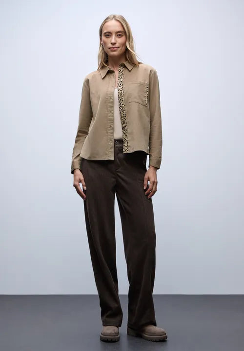 Street One Corduory Blouse Beige with Leopard