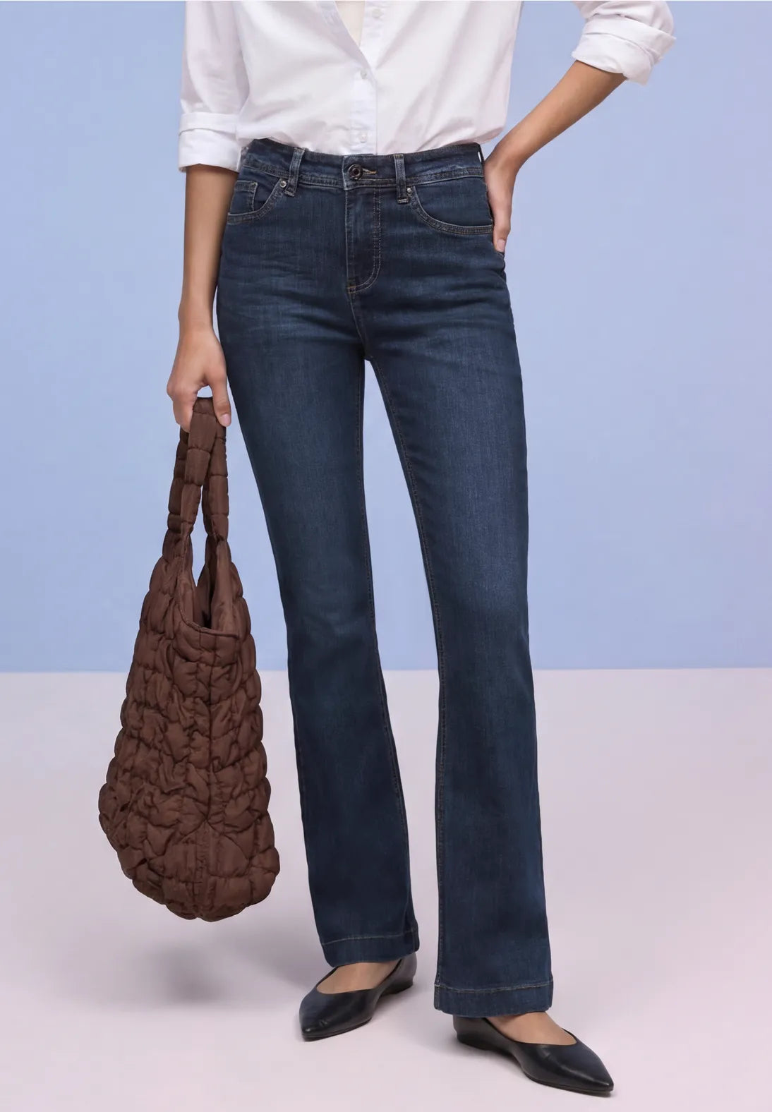 Street One High Waist Boot Cut Jean  - Dark Wash.