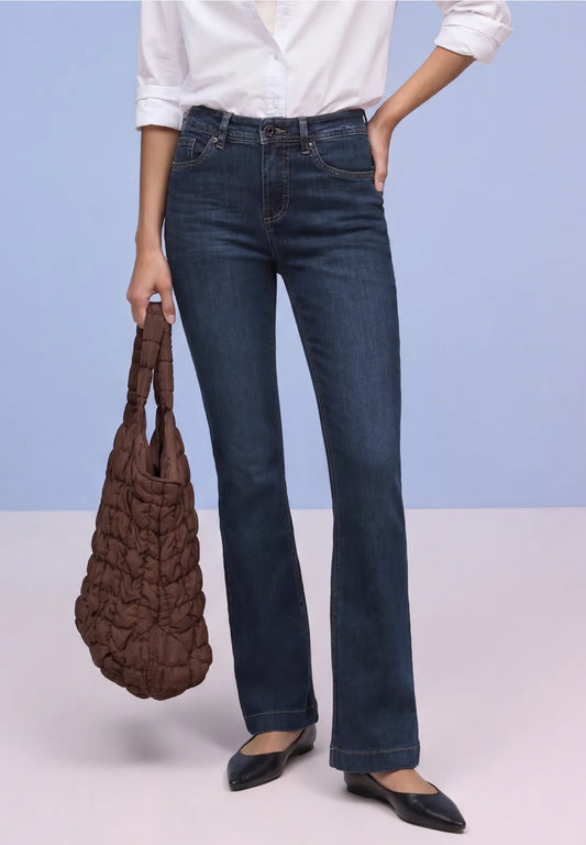 Street One High Waist Boot Cut Jean  - Dark Wash.