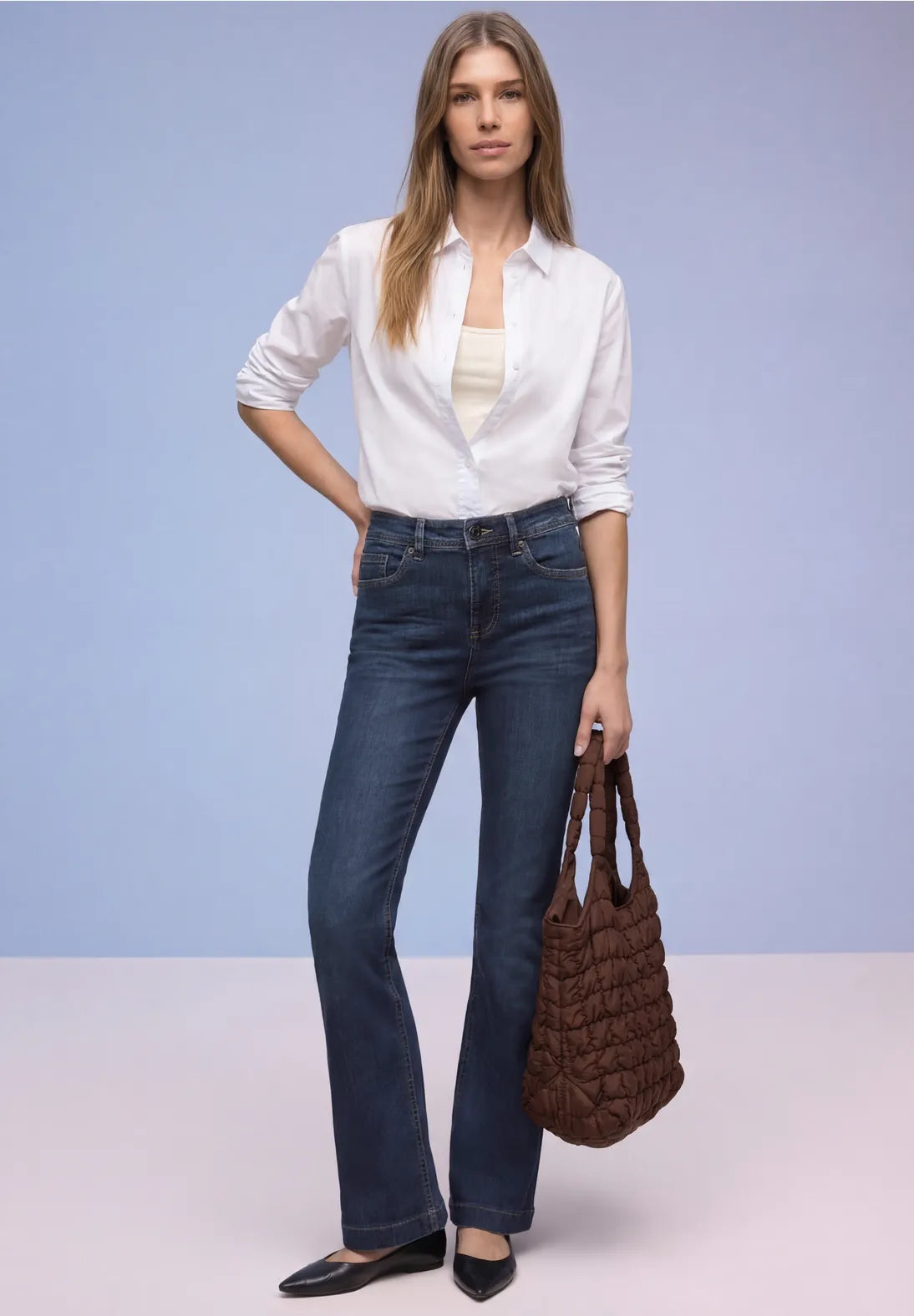 Street One High Waist Boot Cut Jean  - Dark Wash.