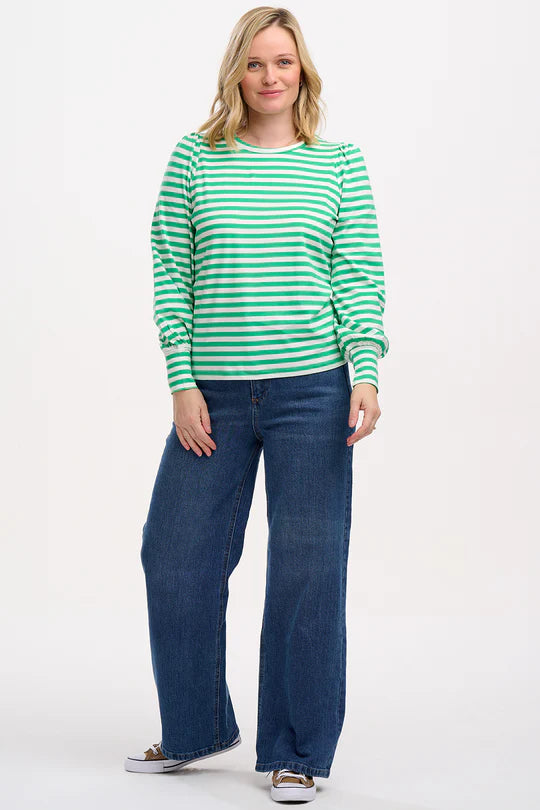 Sugarhill Griselda Jersey Top Green Off White stripe