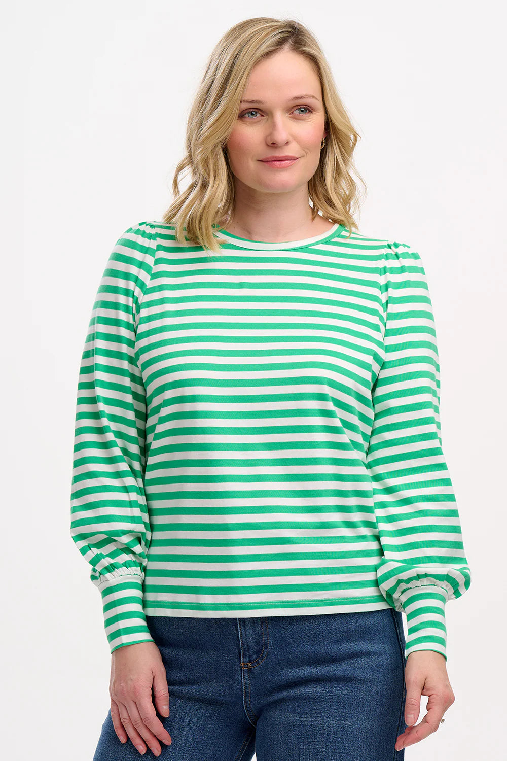 Sugarhill Griselda Jersey Top Green Off White stripe