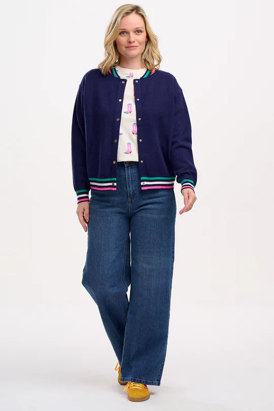 Sugarhill Monay Knitted Bomber Navy Sports Stripe