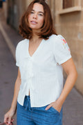Sugarhill Adaline Bow Top Off White Folk Floral.