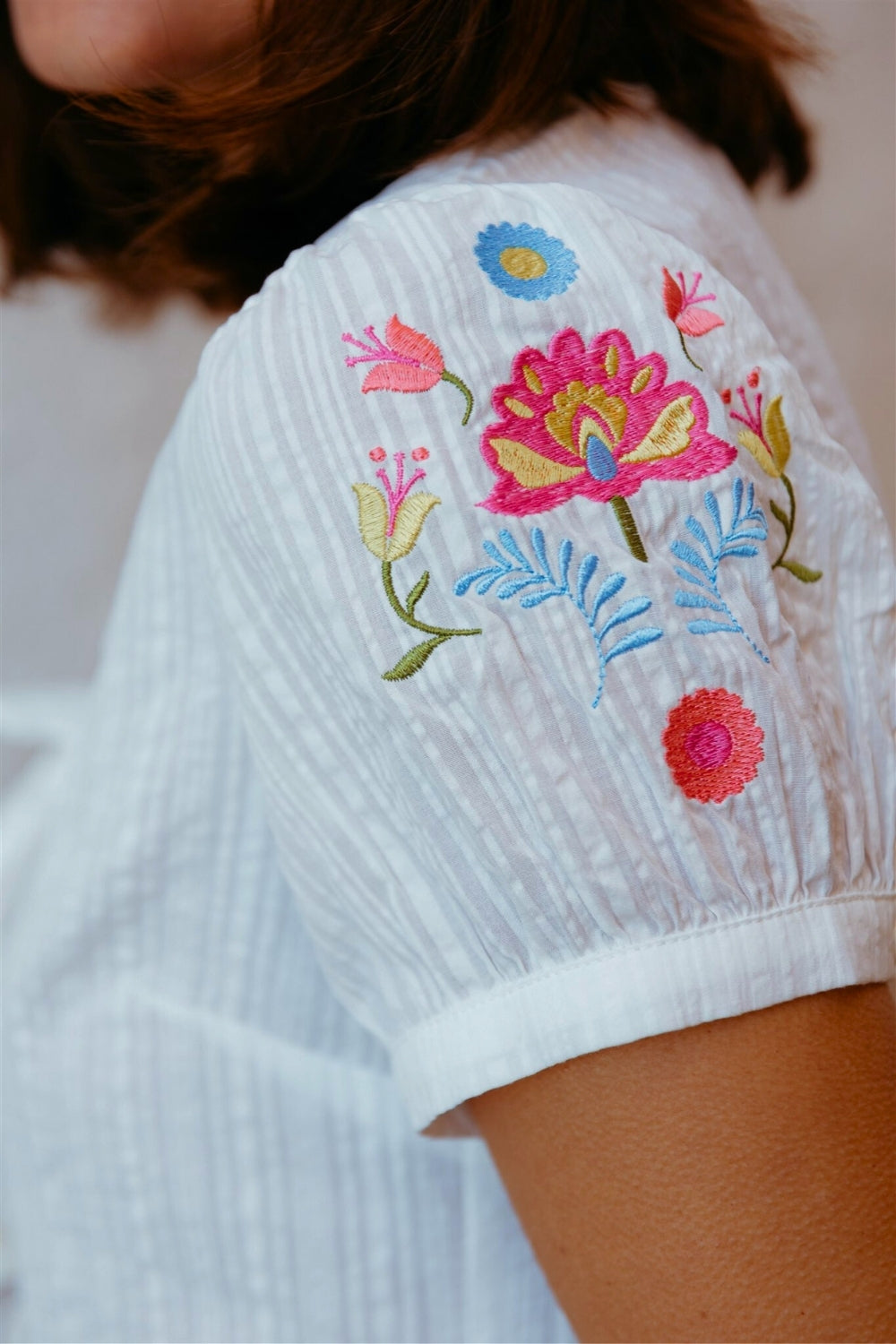 Sugarhill Adaline Bow Top Off White Folk Floral.
