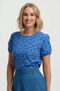Sugarhill Lexley Jersey Top Blue Folklore Twist.