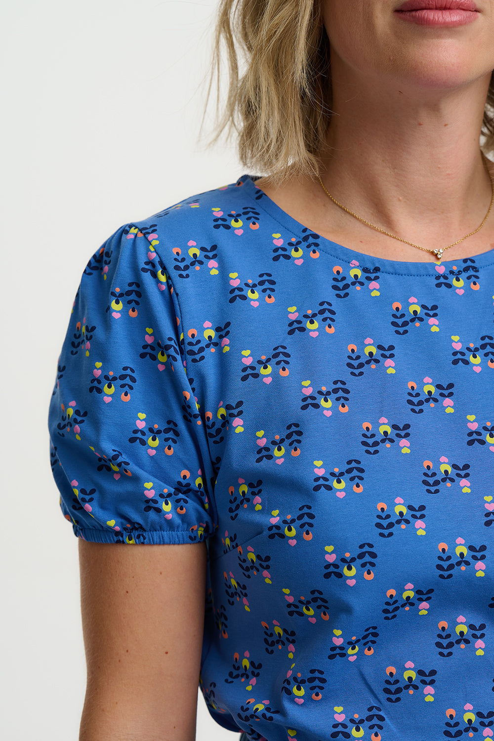 Sugarhill Lexley Jersey Top Blue Folklore Twist.