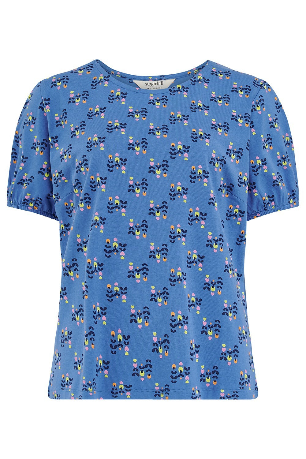 Sugarhill Lexley Jersey Top Blue Folklore Twist.