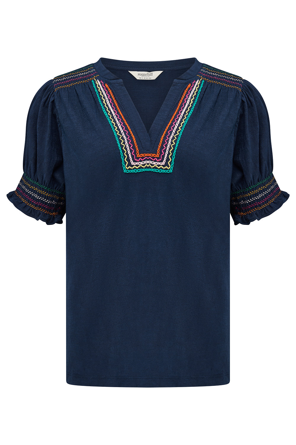 Sugarhill Luella Jersey Top Navy Zig Zags.
