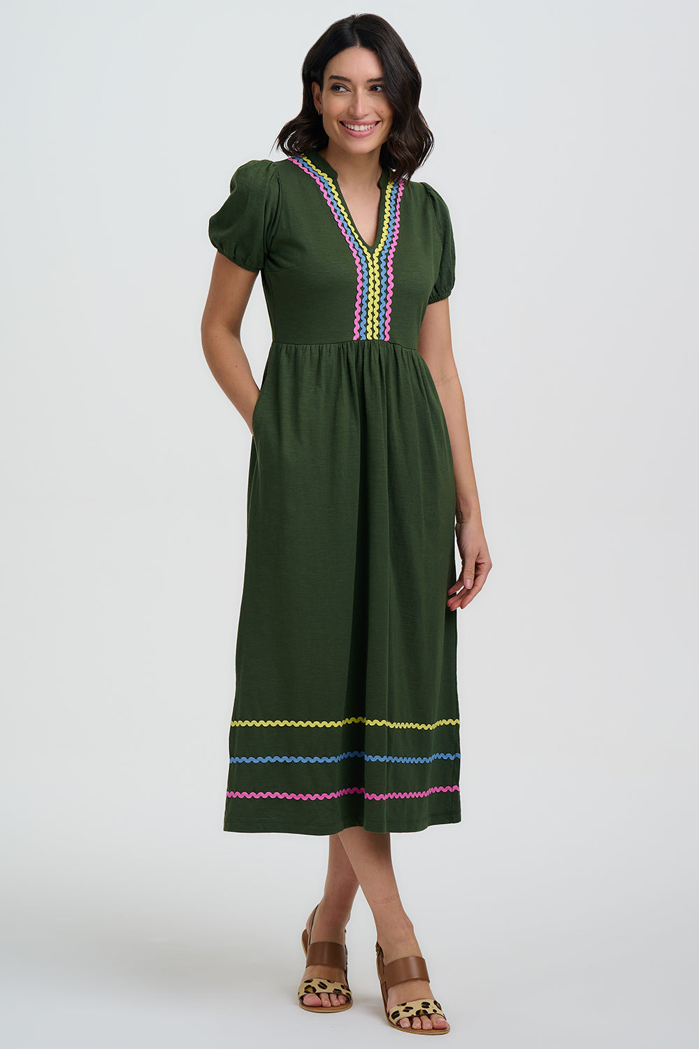 Sugarhill Renee Jersey Dress  - Olive Green.