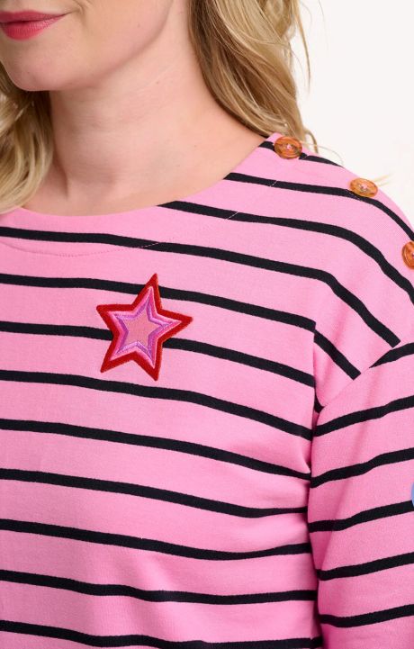 Sugarhill Celine Breton Top Pink & Black Star