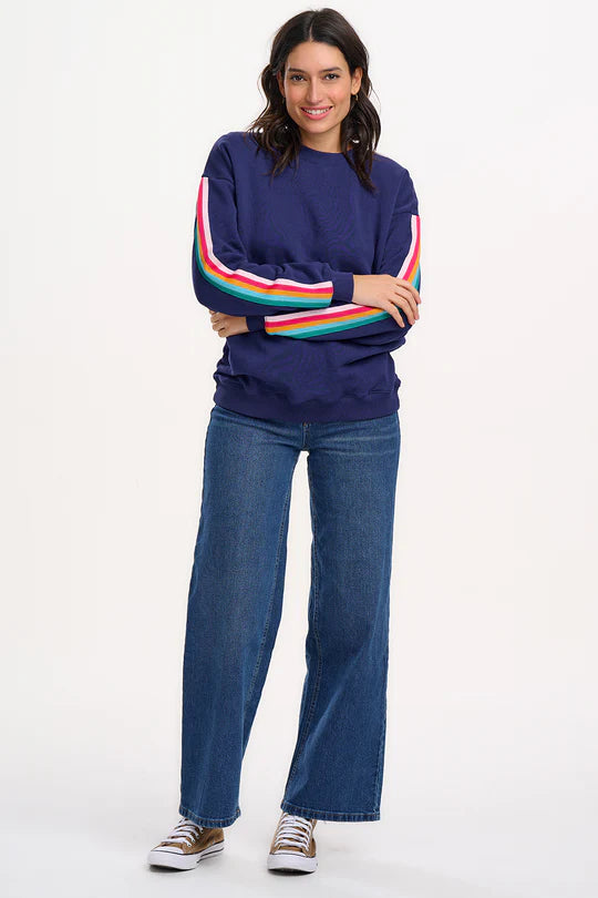 Sugarhill Noah Sweatshirt Navy, Rainbow Trim