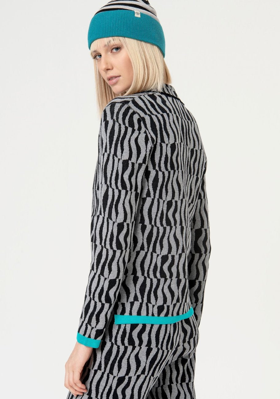 Surkana Knit Blazer with button close - Grey Mix