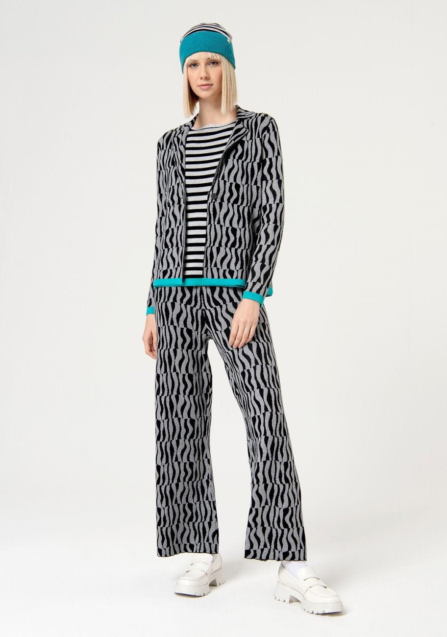 Surkana Knit Blazer with button close - Grey Mix