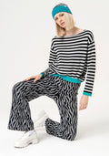 Surkana Knit Trousers with Wide Waist Band - Grey Mix