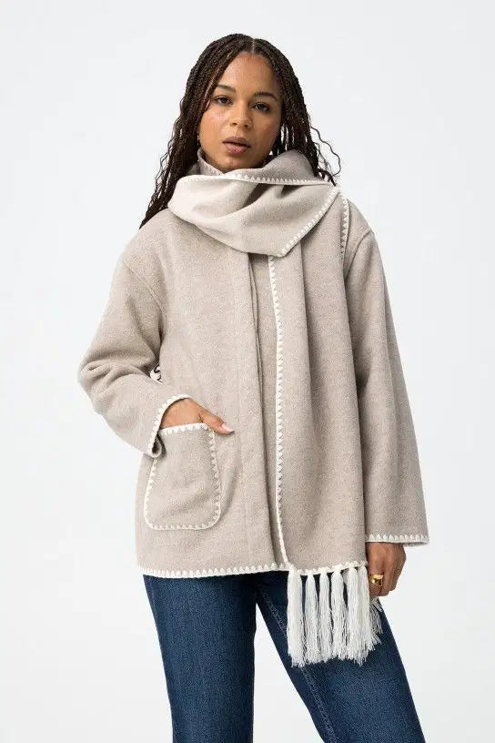 Tiffosi Keta Jacket with Scarf Beige