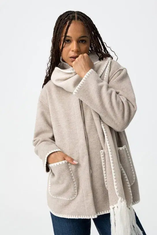 Tiffosi Keta Jacket with Scarf Beige
