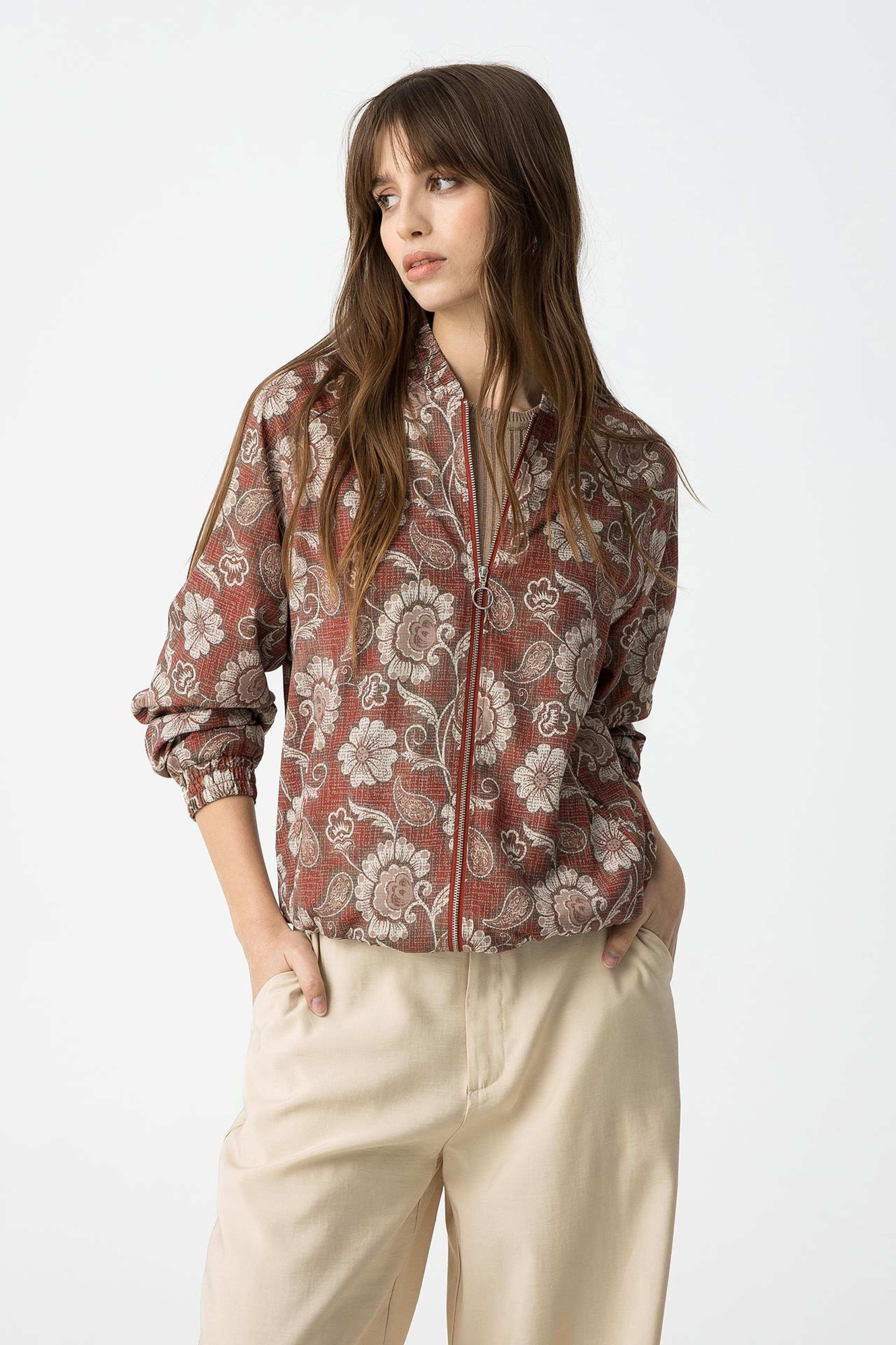 Tiffosi Leesa Bomber Jacket Beige Mix