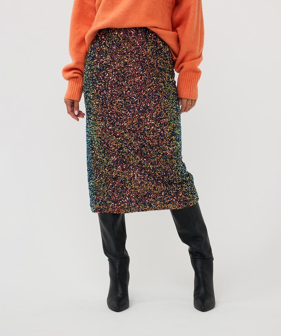 Esqualo Skirt long sequins-Multi