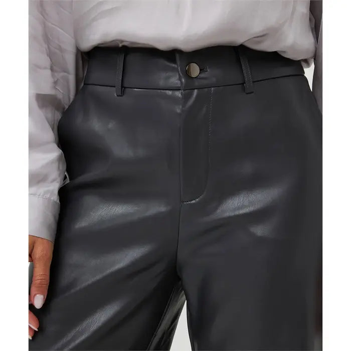 Esqualo Trousers wide vegan leather-Black