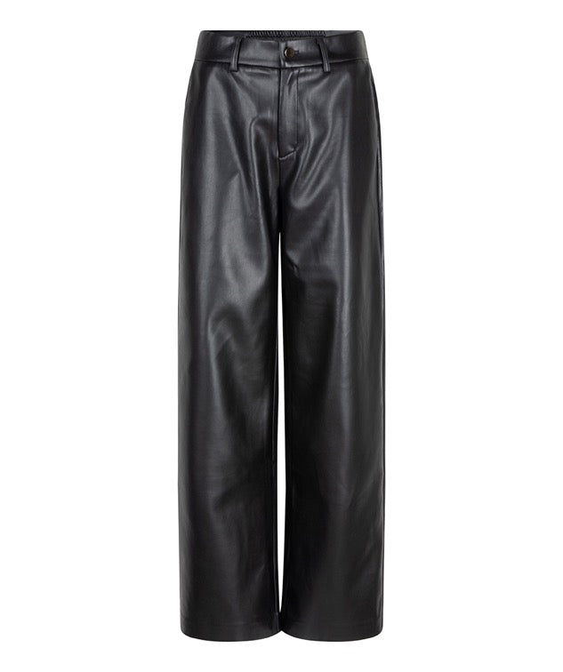 Esqualo Trousers wide vegan leather-Black