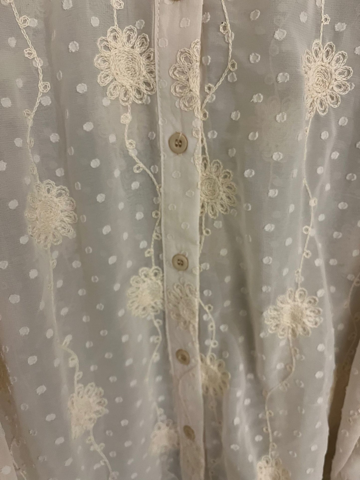 Kyla Embroidered chiffon blouse-Cream