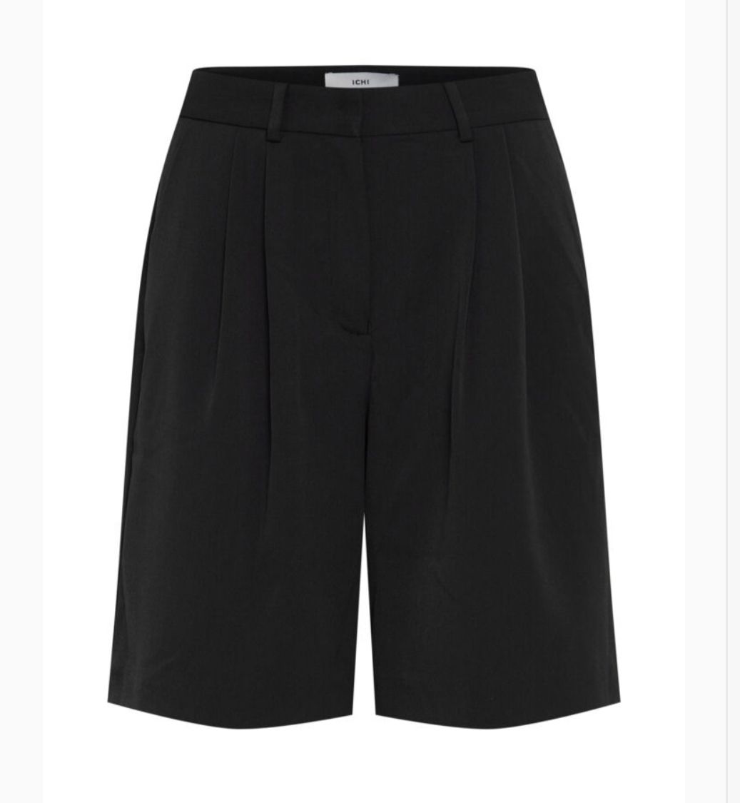 ICHI IHPIXI SHO Twill shorts-pin tucks & pockets in Black