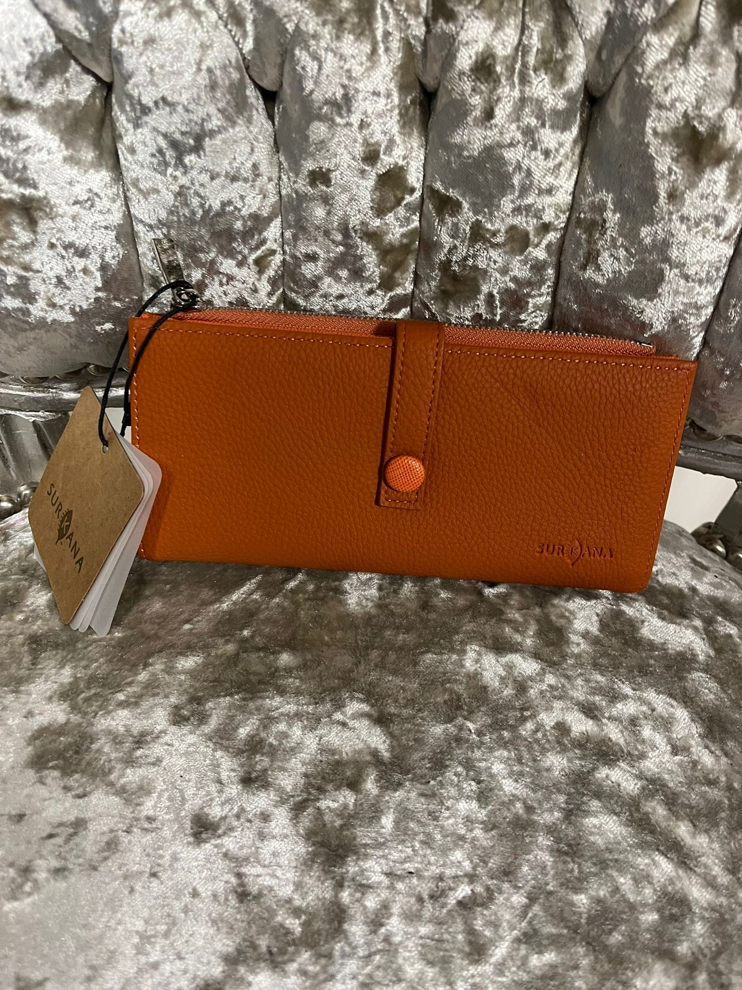 Surkana PU wallet with card holder & zip coin-Orange