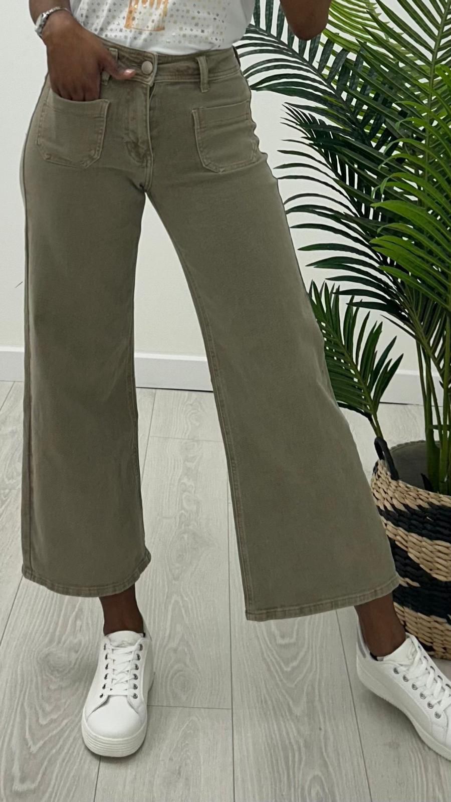Kyla Toxic Jean Wide leg - Khaki