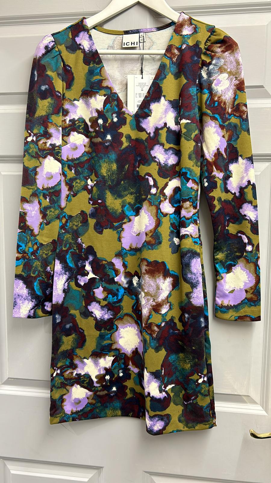 ICHI IHKATE PRINT Dress 9-Green Moss multi
