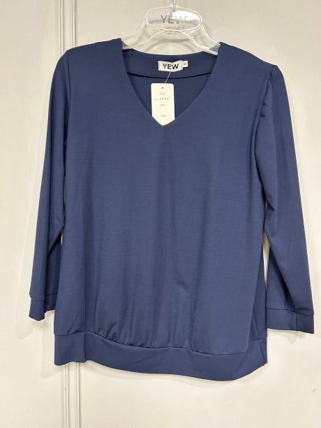 YEW V Neck Nacy top with Cuff