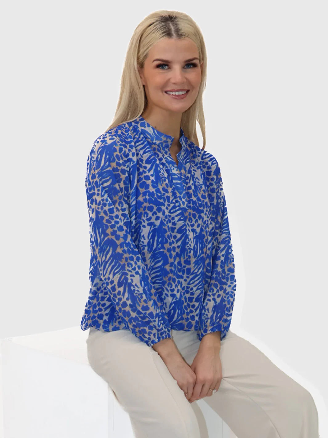 Kate & Pippa Bella Band Top Blue Leopard