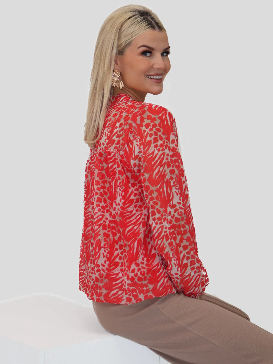 Kate & Pippa Bella Band Top Coral Leopard