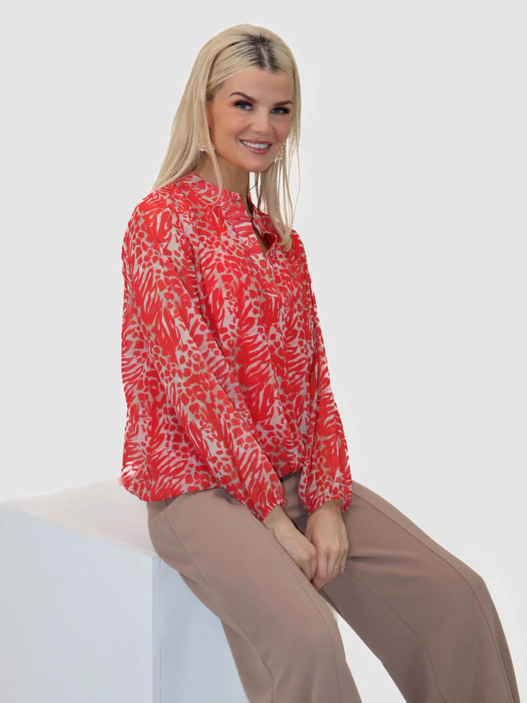 Kate & Pippa Bella Band Top Coral Leopard