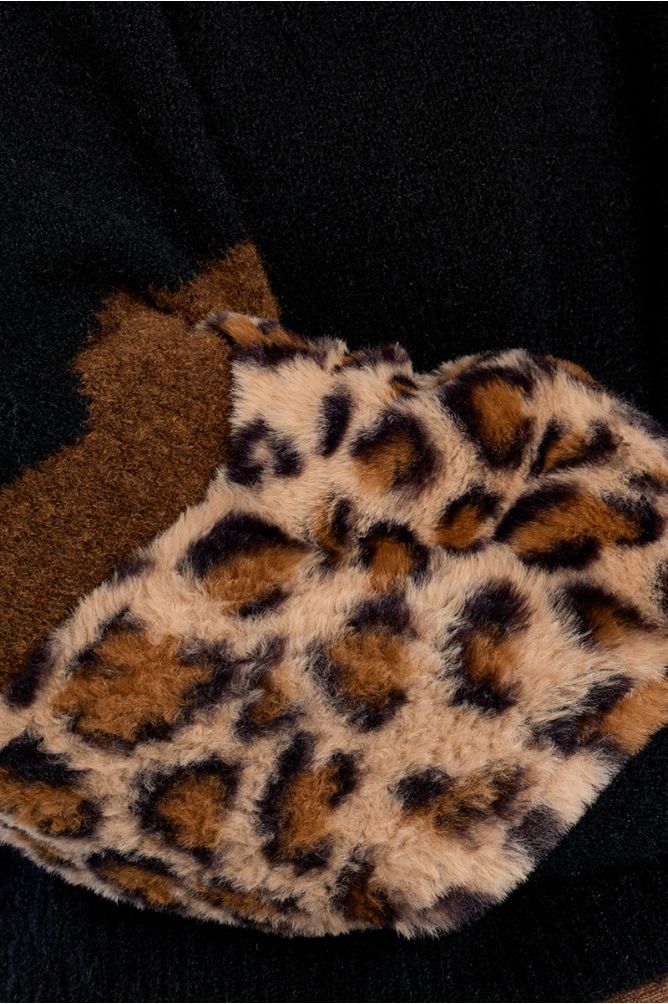 Molly Bracken Jumper with Leopard Detail - Black