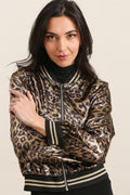 Sophie Satin Look Leopard Print Bomber Jacket.