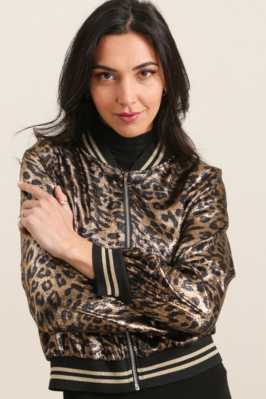 Sophie Satin Look Leopard Print Bomber Jacket.