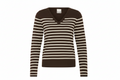 ICHI IHLULS V-NECK LS Knit - Brown & Cream Stripes.