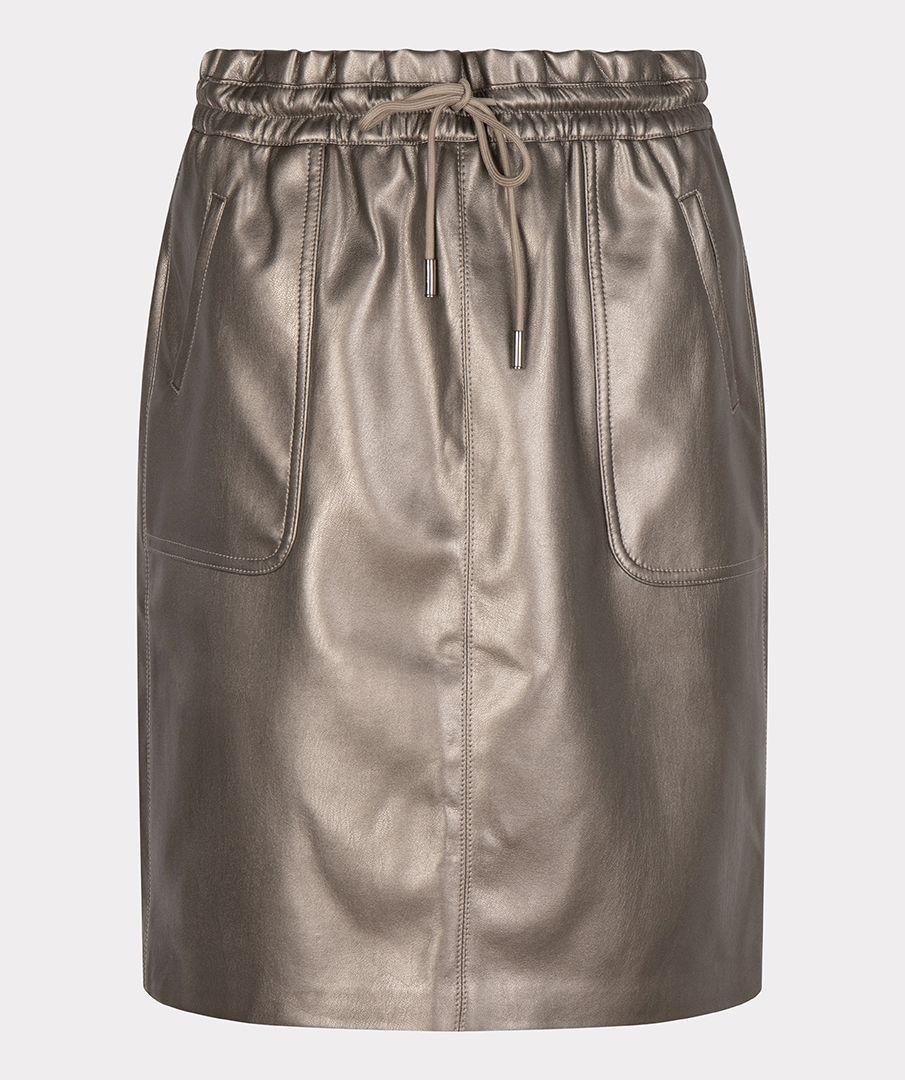 EsQualo Skirt elastic waistband PU-Soft Gold