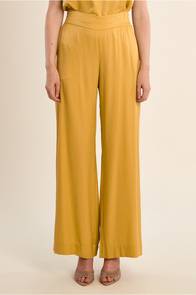 Molly Bracken Straight Flowing Trousers - Gold.
