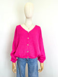 V Neck Cardi with Mohair in Hot Pink.