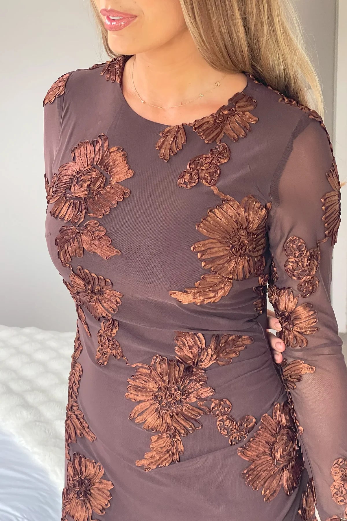 Gilr In MInd Elodie Dress - Brown.