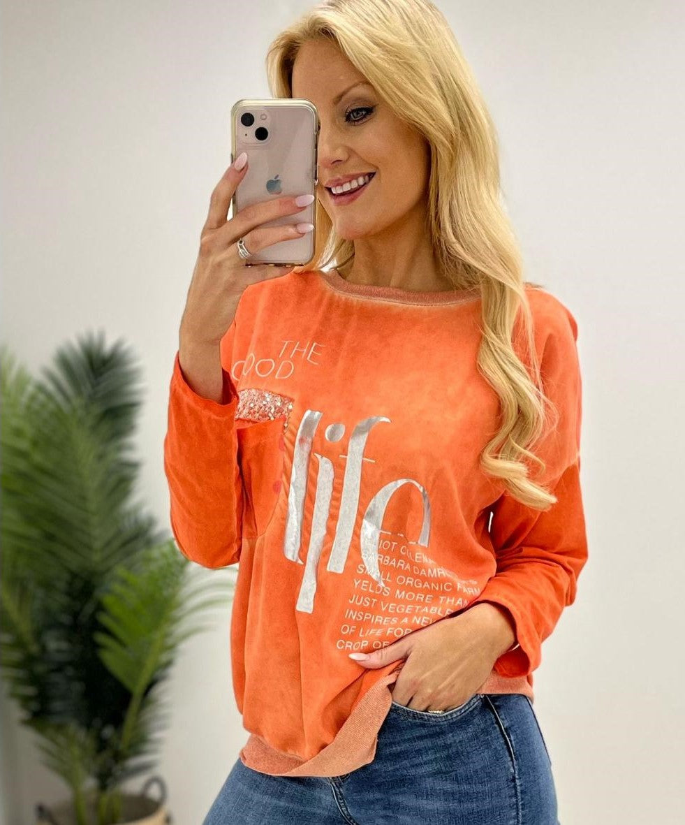 Kyla The Good Life shirt-Orange