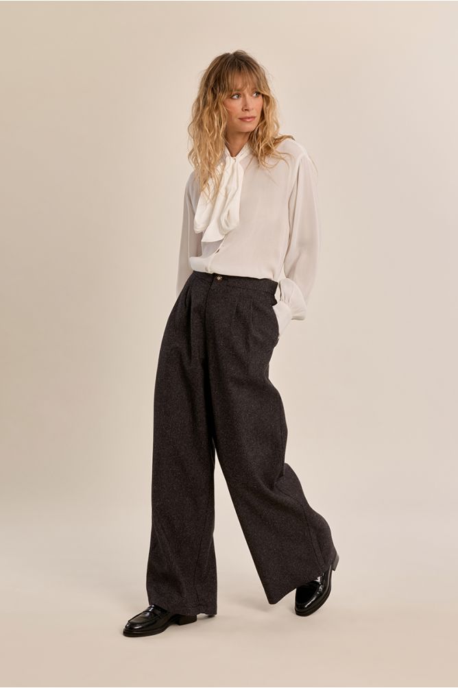 Molly Bracken Trousers - Dark Grey with White Speckles.