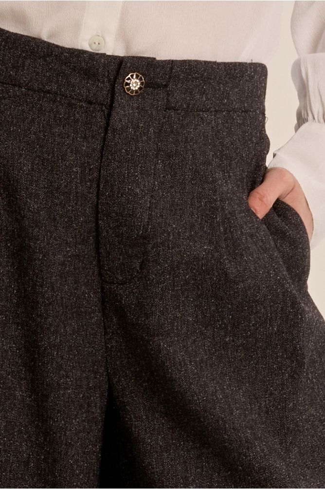 Molly Bracken Trousers - Dark Grey with White Speckles.