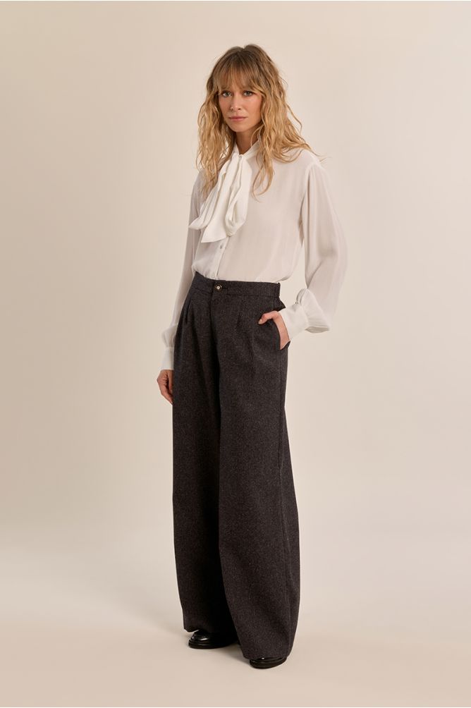 Molly Bracken Trousers - Dark Grey with White Speckles.