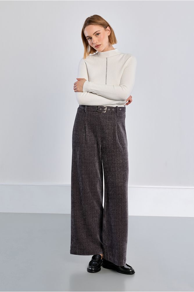 Molly Bracken High Waisted Pleated Trousers - Iridescent.
